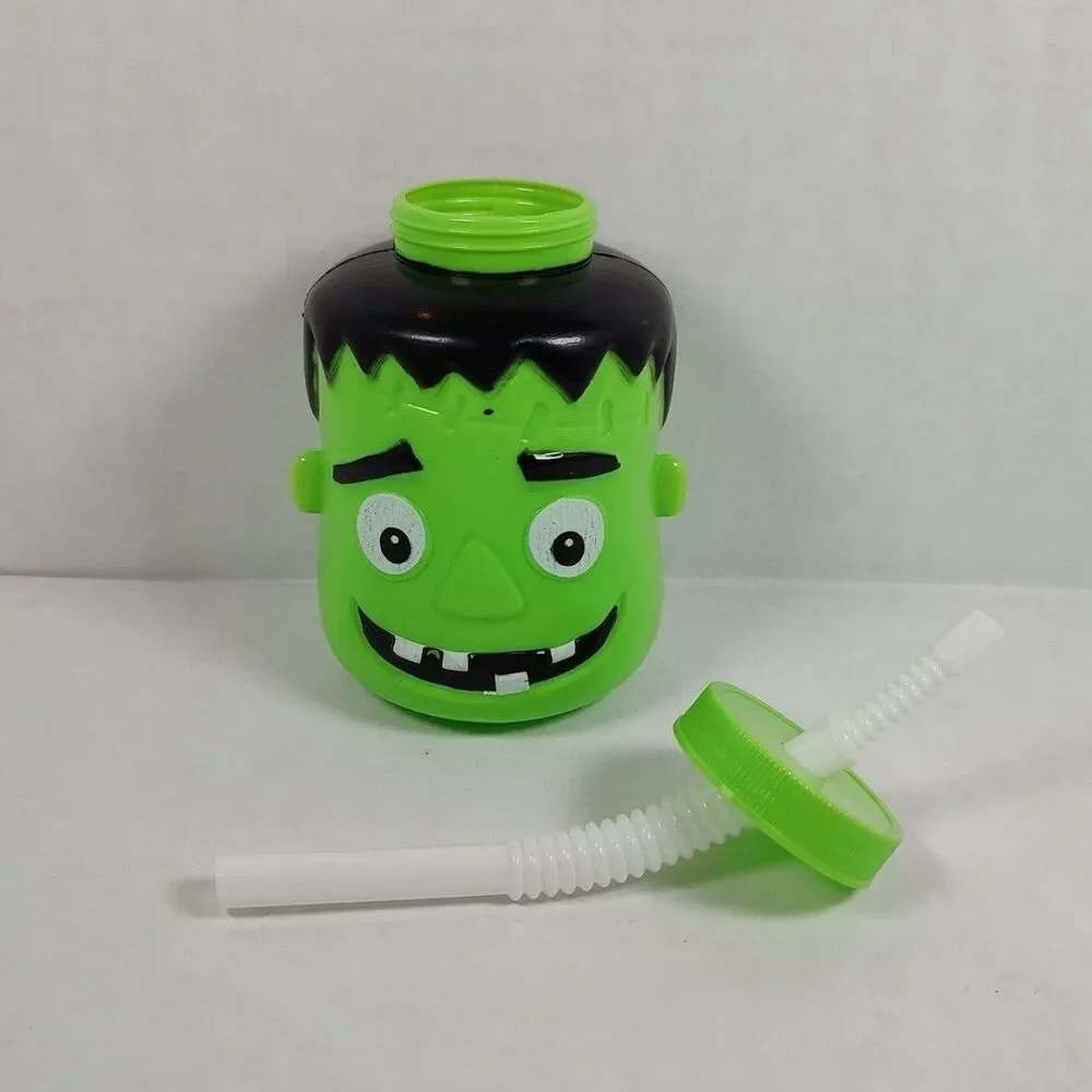 Frankenstein Sippy Cup Tumbler Screw-On Lid Straw Holiday Seasonal Party Favor